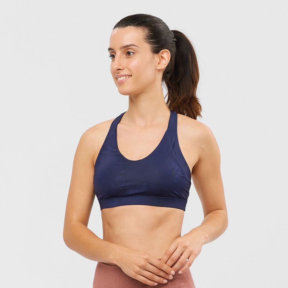 Salomon Singapore Womens Sport Bra - COMET W Navy | 95432-HFQU